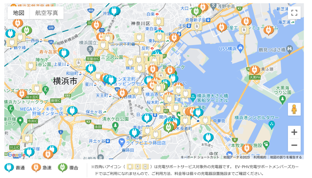 都市充電スポット地図
